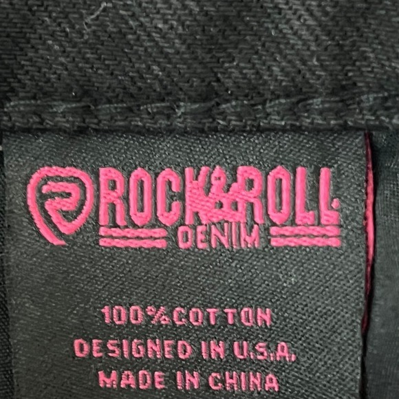 Rock & Roll Women's Distressed High Rise‎ Flare Black Denim Jeans Size 29x30 NWT - Picture 6 of 12